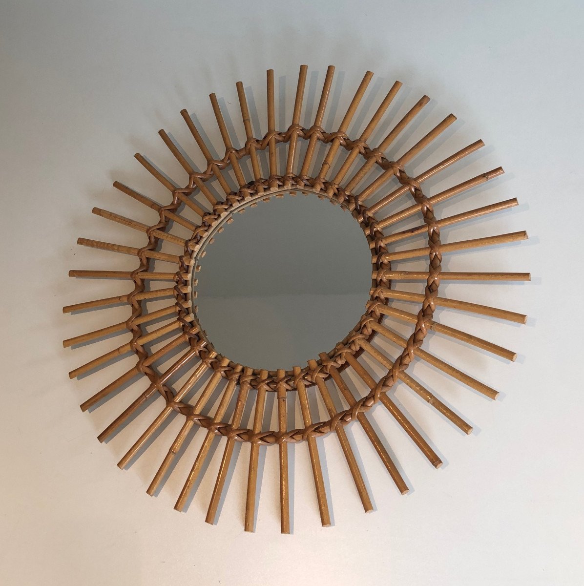 Rattan Mirror. French. Circa 1970-photo-4