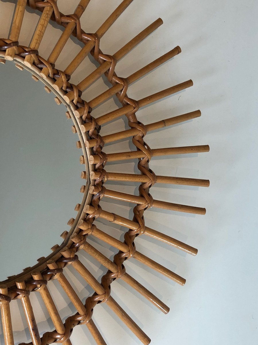 Rattan Mirror. French. Circa 1970-photo-3