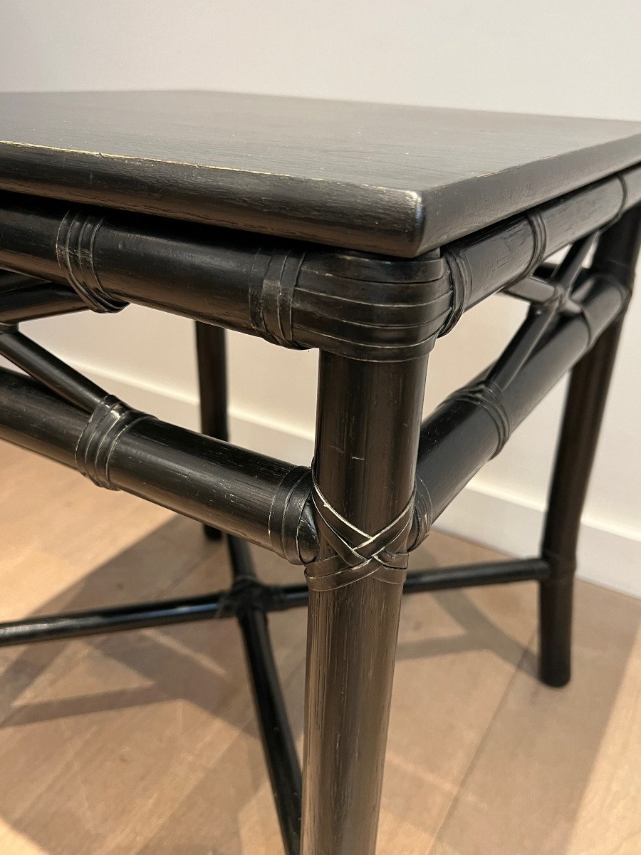 Pair Of Black Lacquered Faux-bamboo End Tables. French Work. Around 1970-photo-5