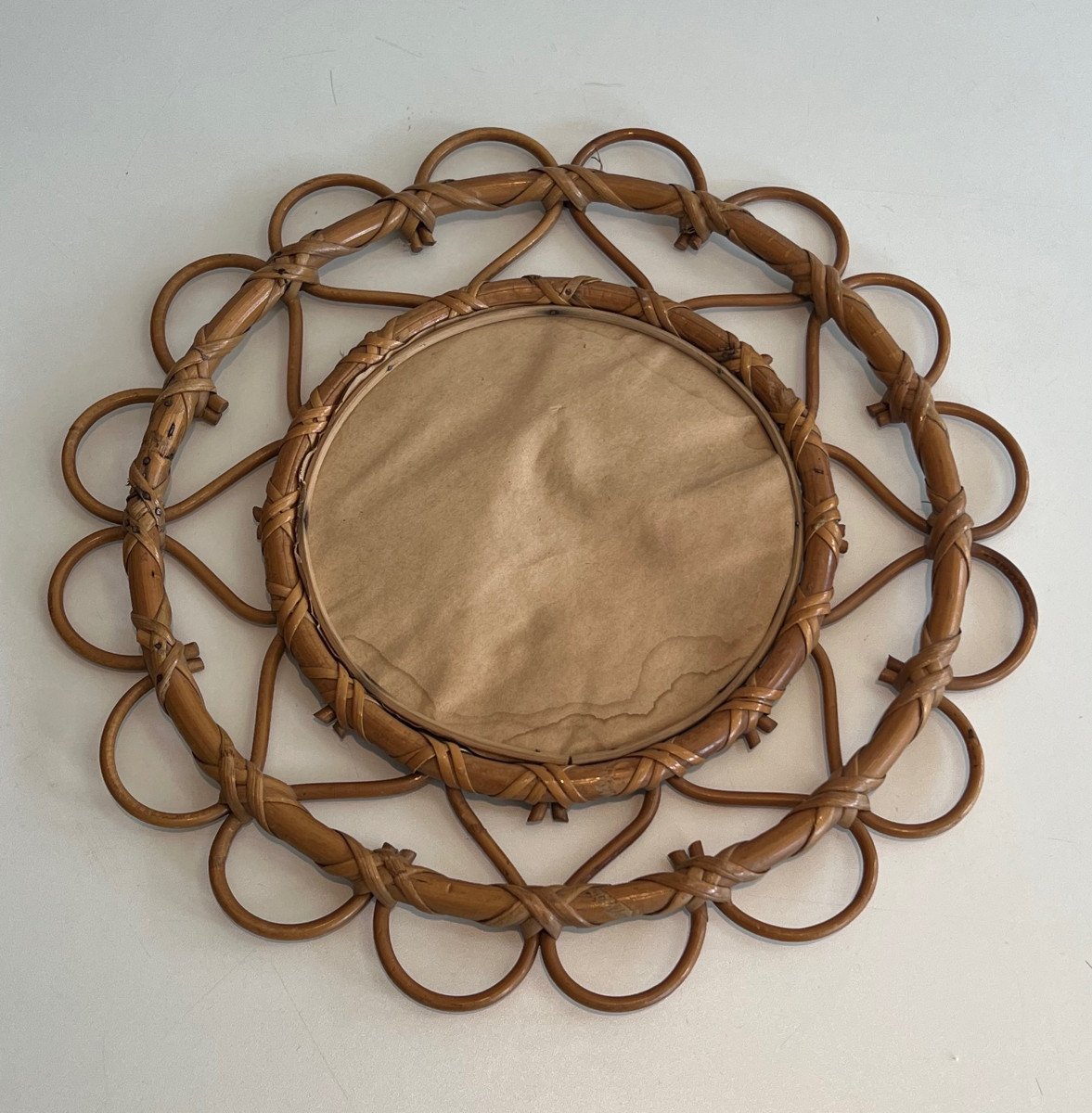 Small Rattan Mirror. French. Circa 1970-photo-4