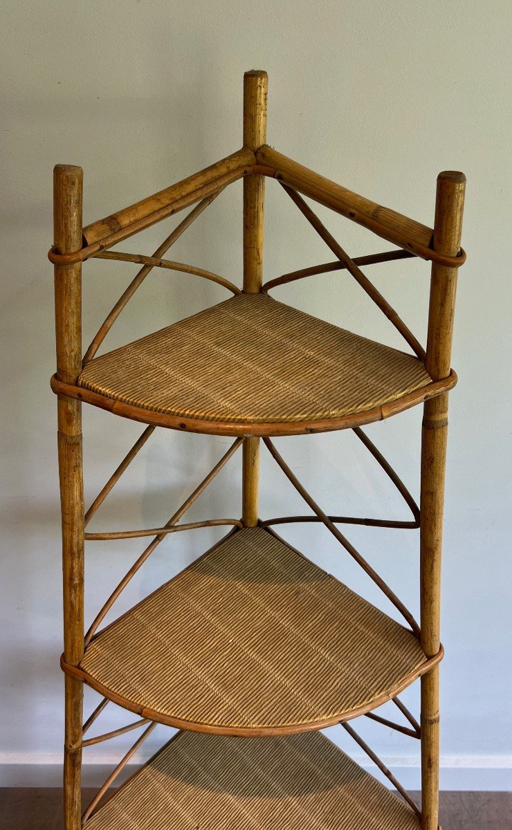 Corner Rattan Shelves Unit. French Work By Adrien Audoux Et Frida Minet. Circa 1950-photo-4