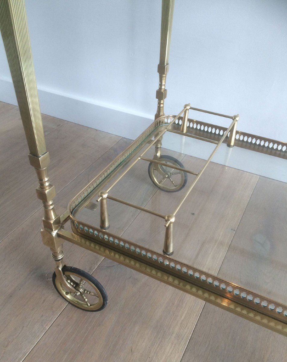 Neoclassical Style Brass Drinks Trolley With Removable Trays. French Work By Maison Jansen-photo-2