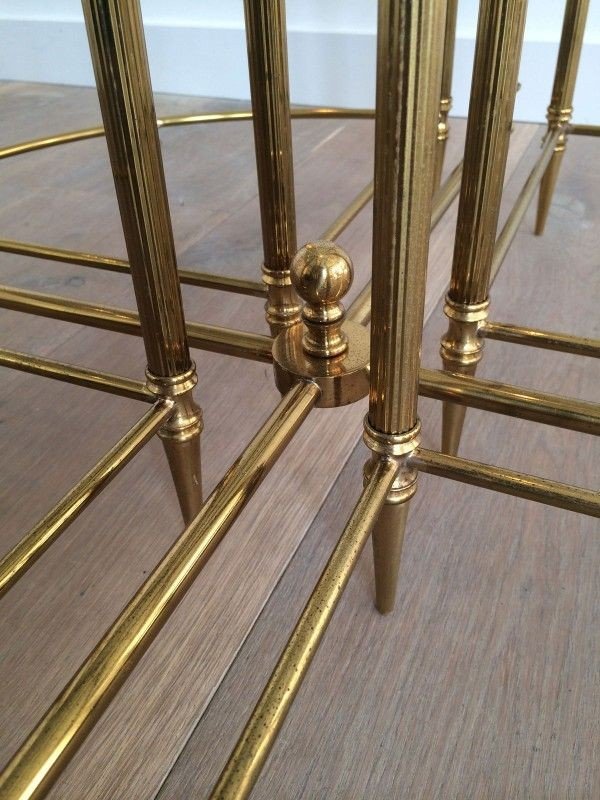 Round Brass Coffee Table In Neoclassical Style. French Work From Maison Baguès.-photo-3