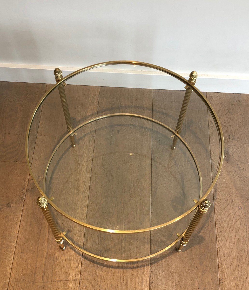 Small Round Brass Coffee Table. French Work From Maison Baguès. Around 1940-photo-4