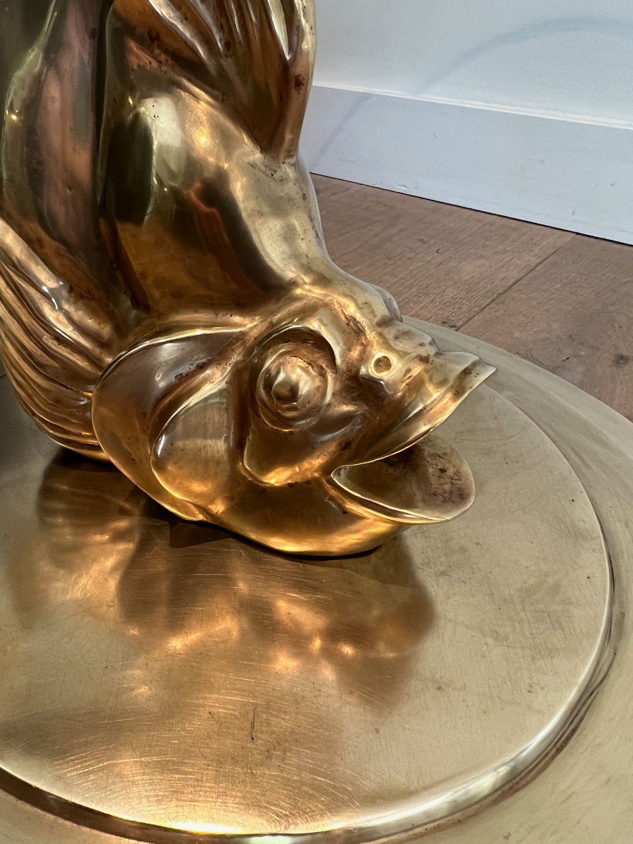 Brass Coffee Table Representing A Fish. Very Good Quality. French Work. Circa 1970-photo-3