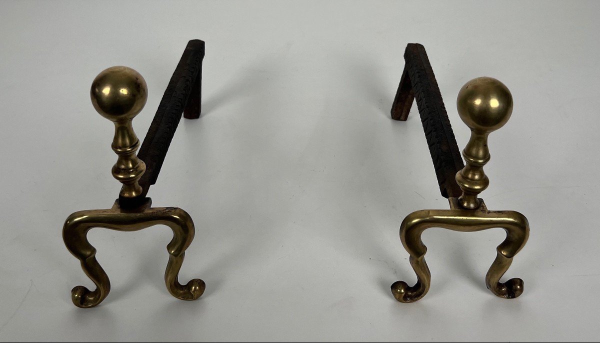 Pair Of Bronze Andirons In Neoclassical Style. French Work. Around 1920.-photo-3