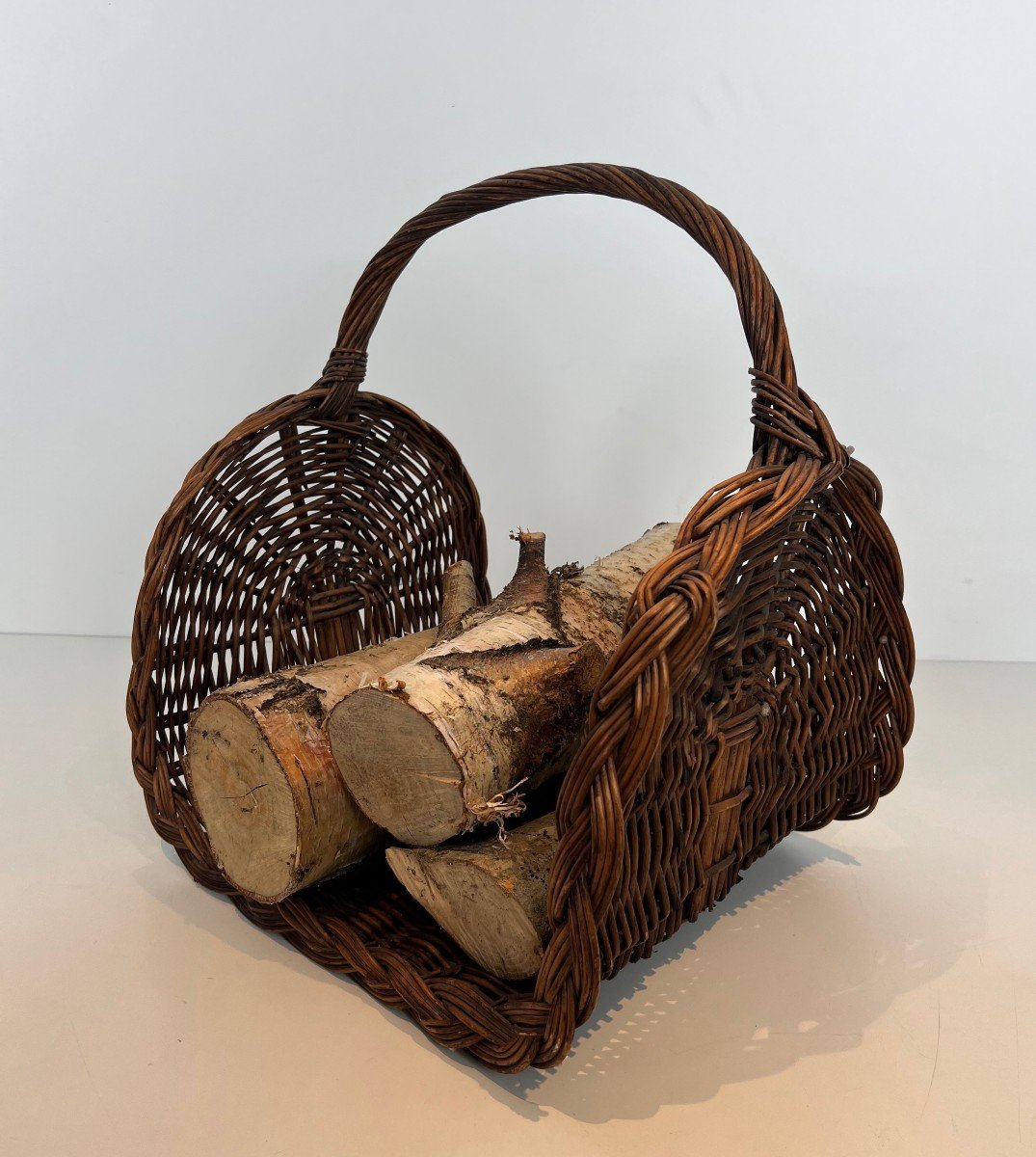 Rattan Log Holder. French Work. Around 1970-photo-1