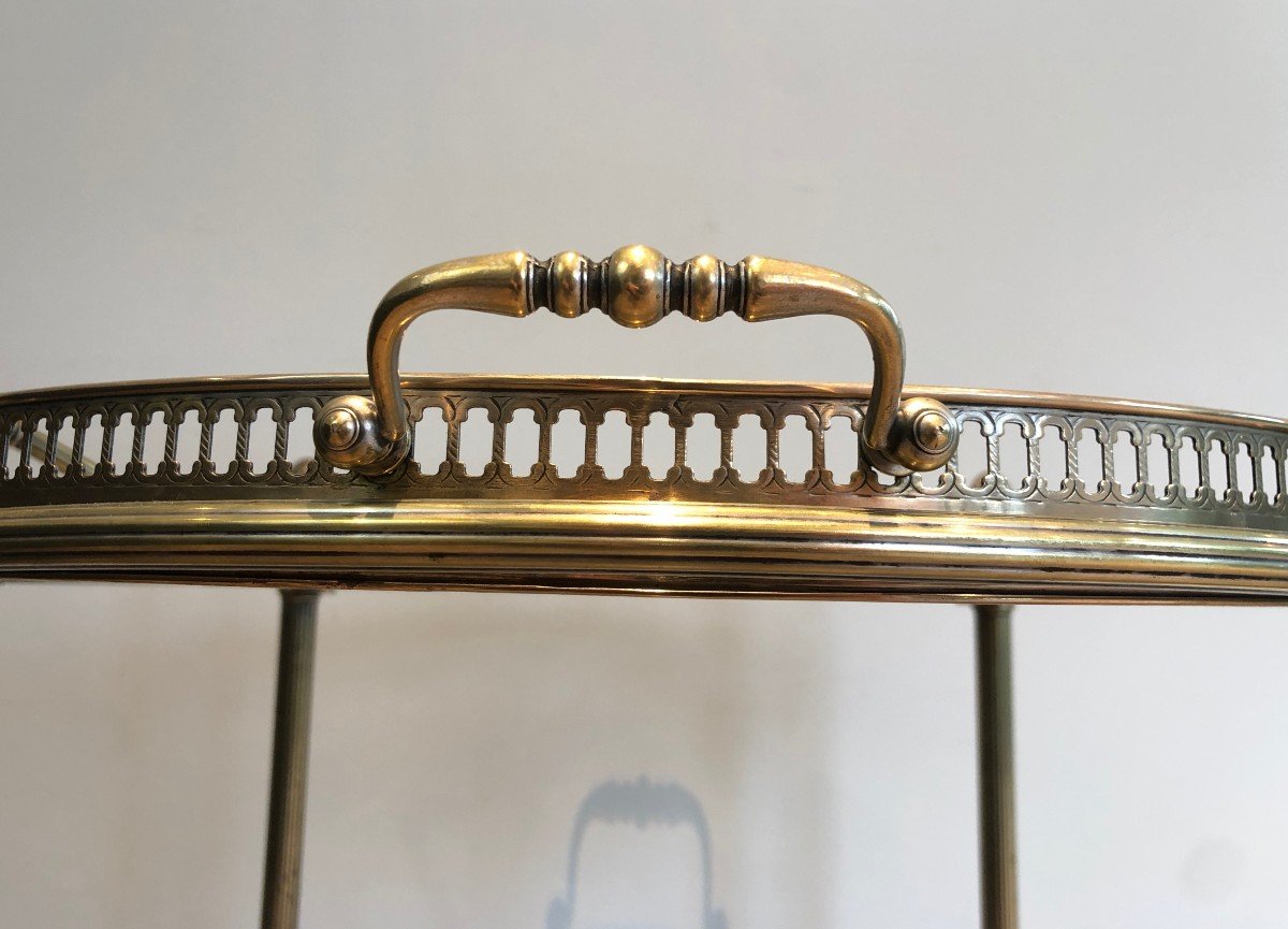 Neoclassical Style Round Brass Drinks Trolley With Removable Trays By Maison Bagués-photo-4