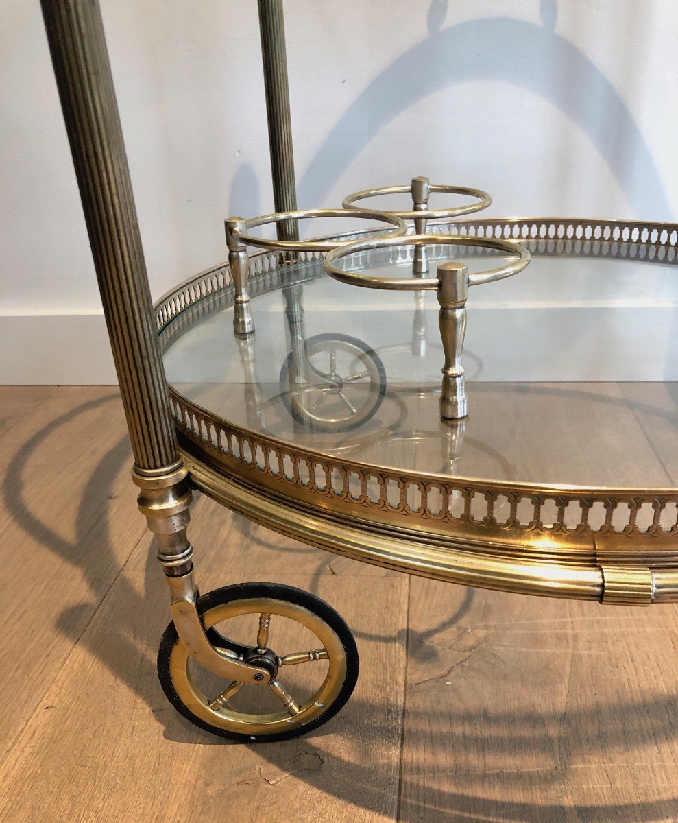 Neoclassical Style Round Brass Drinks Trolley With Removable Trays By Maison Bagués-photo-6