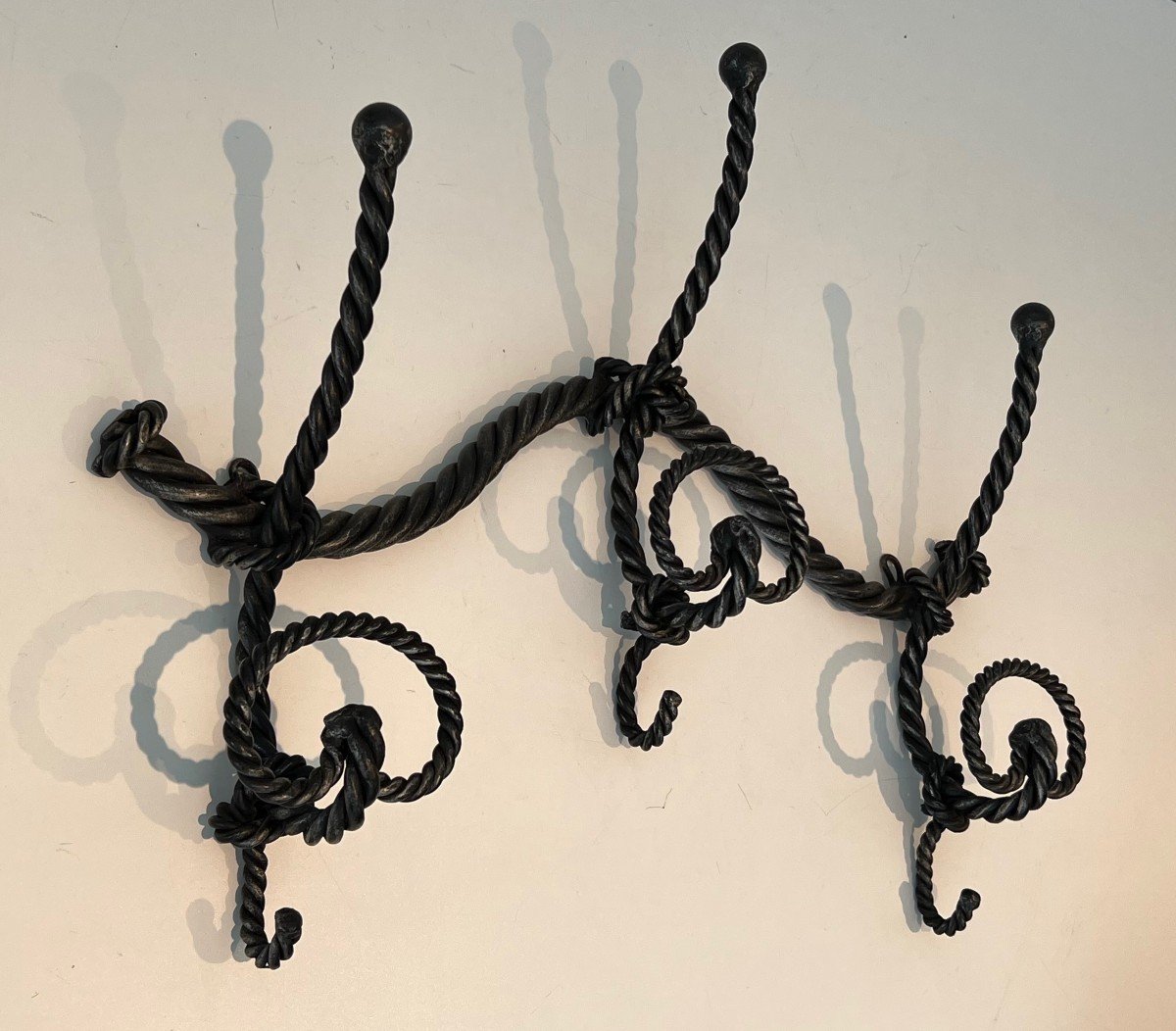 Twisted Wrought Iron Coat Rack. Very Nice And Fine Iron Work. French Work. Circa 1940-photo-3