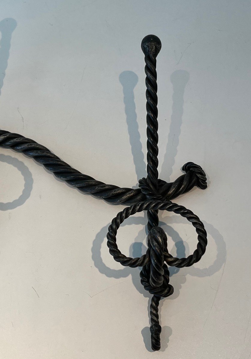 Twisted Wrought Iron Coat Rack. Very Nice And Fine Iron Work. French Work. Circa 1940-photo-3