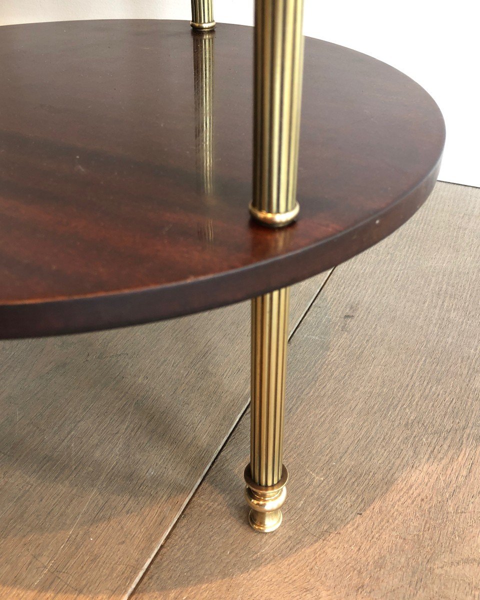 Neoclassical Style Two Tiers Brass And Mahogany Tripod Gueridon. French Work By Maison Jansen. -photo-5