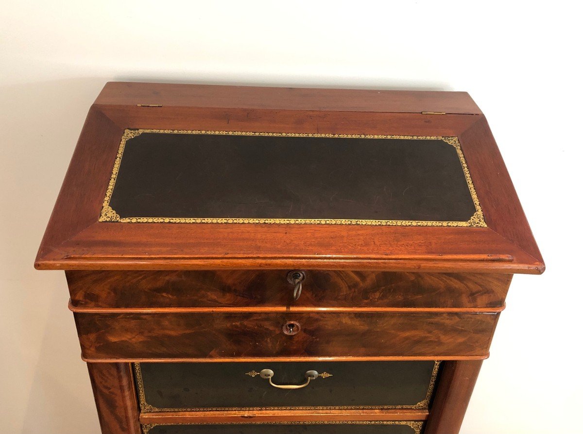 Mahogany And Leather Notary Furniture. French Work. Louis-philippe Period. Circa 1950-photo-1