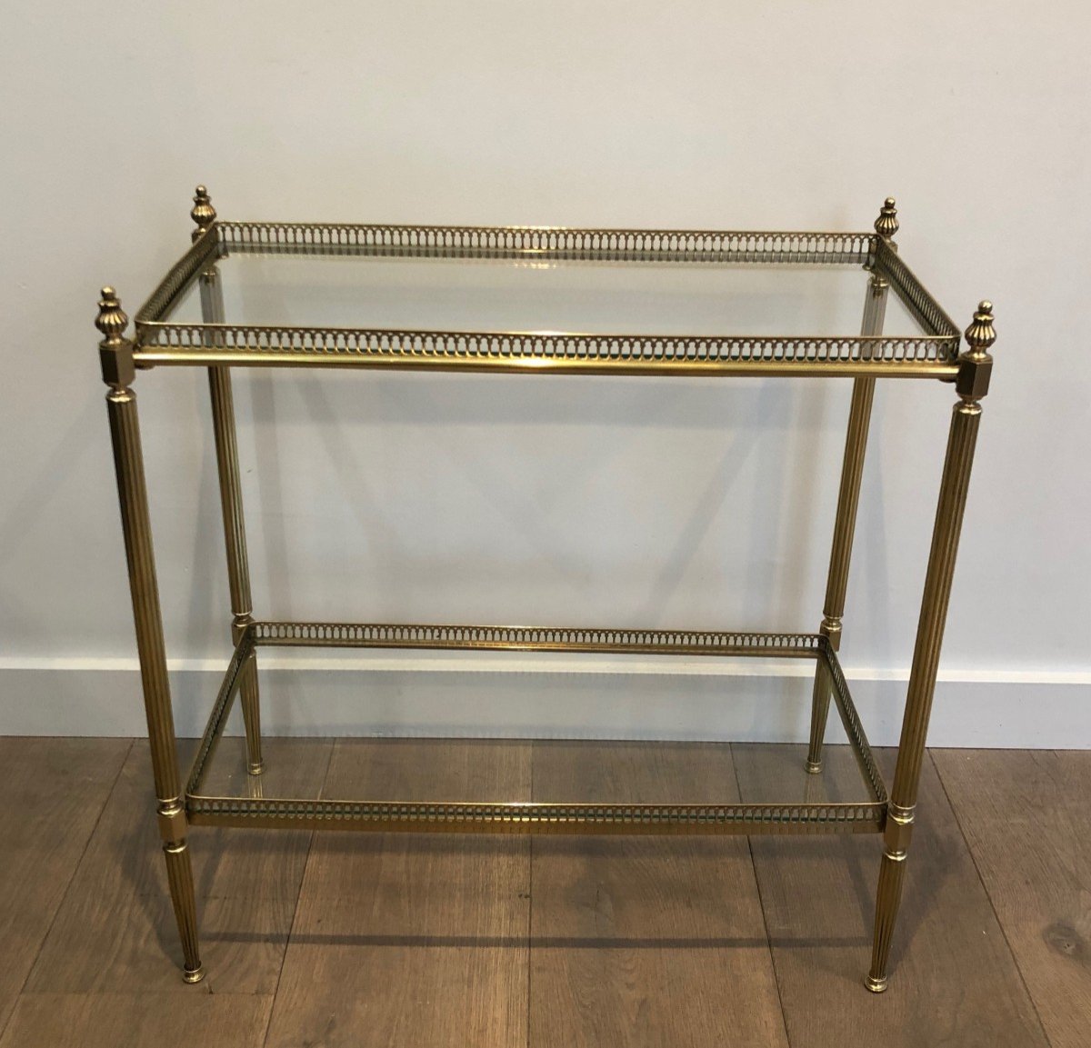 Neoclassical Brass Side Table. French Work By Maison Jansen. Circa 1950-photo-2