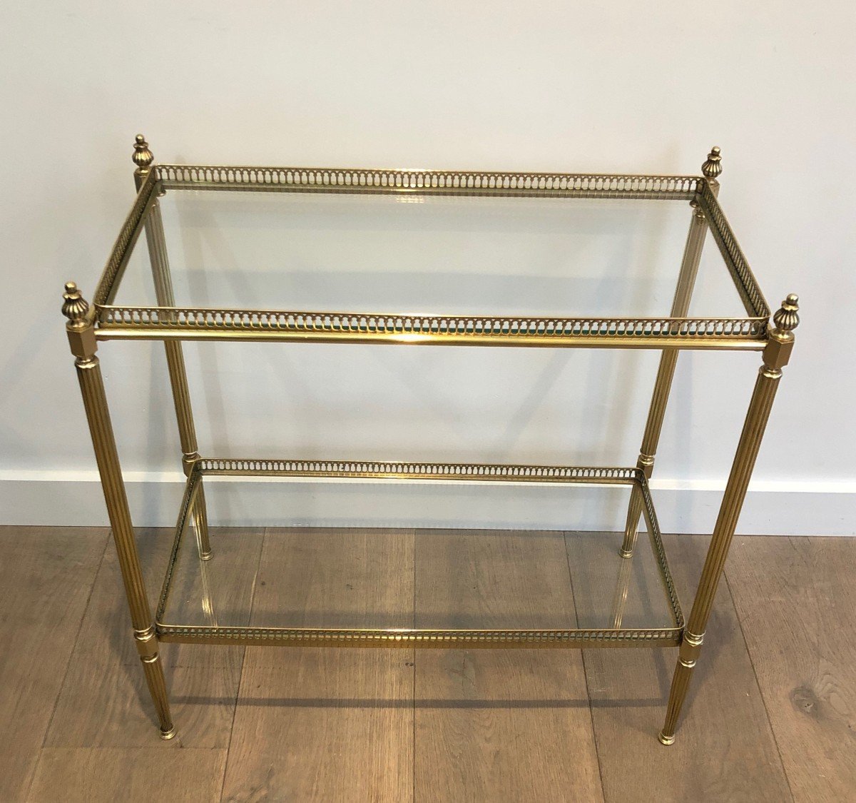 Neoclassical Brass Side Table. French Work By Maison Jansen. Circa 1950-photo-8