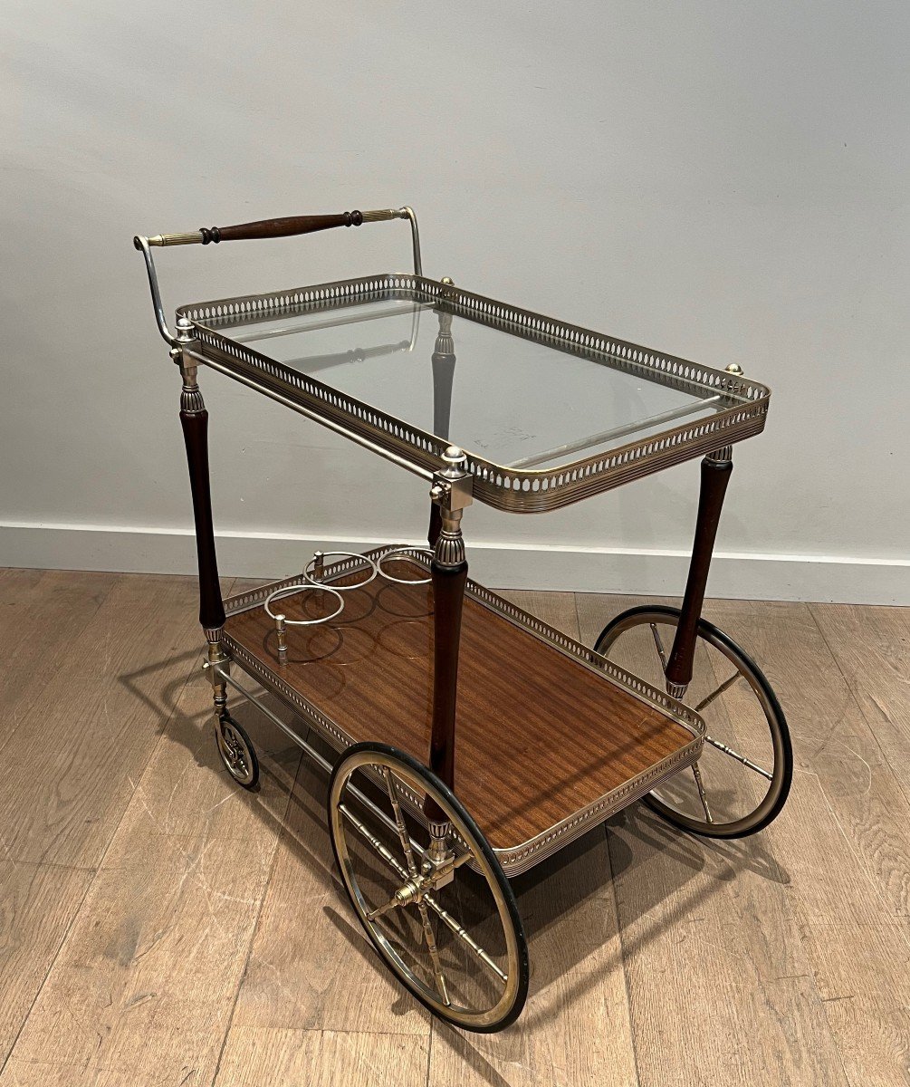 Mahogany And Silvered Brass Drinks Trolley. French Work By Maison Jansen. Circa 1940-photo-2