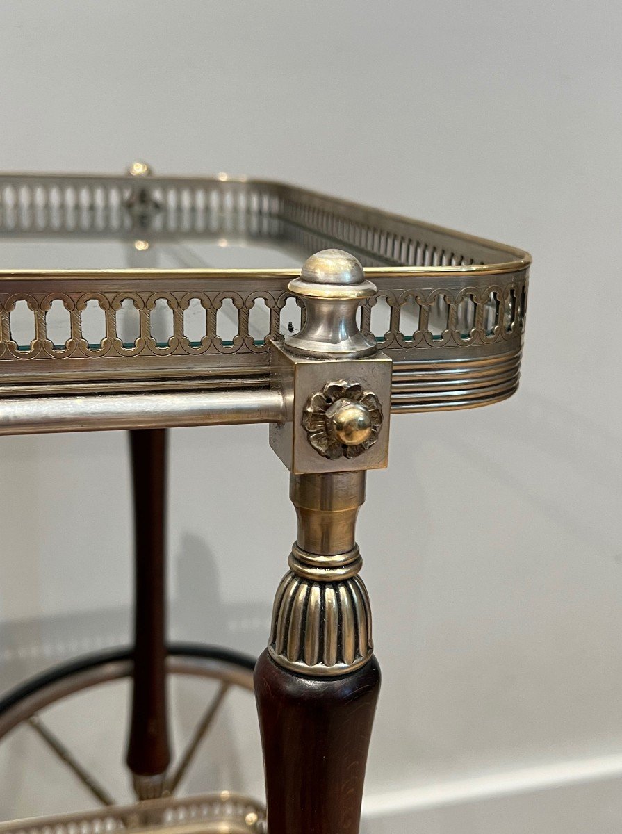 Mahogany And Silvered Brass Drinks Trolley. French Work By Maison Jansen. Circa 1940-photo-4