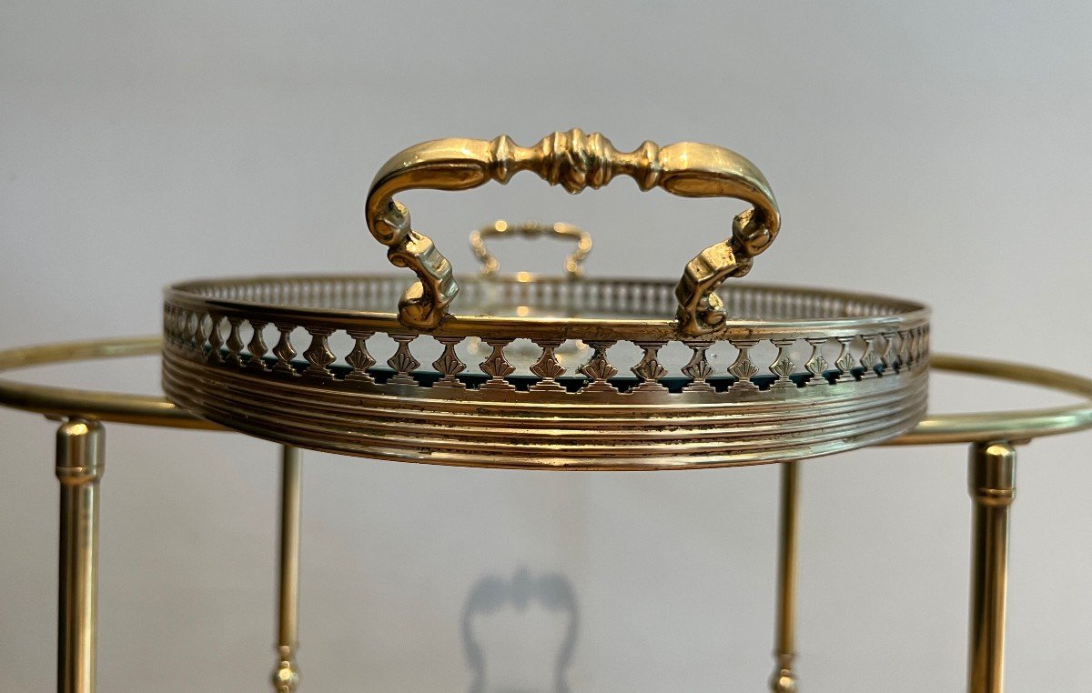 Oval Neoclassical Style Brass Drinks Trolley. French Work Attributed To Maison Jansen. -photo-4