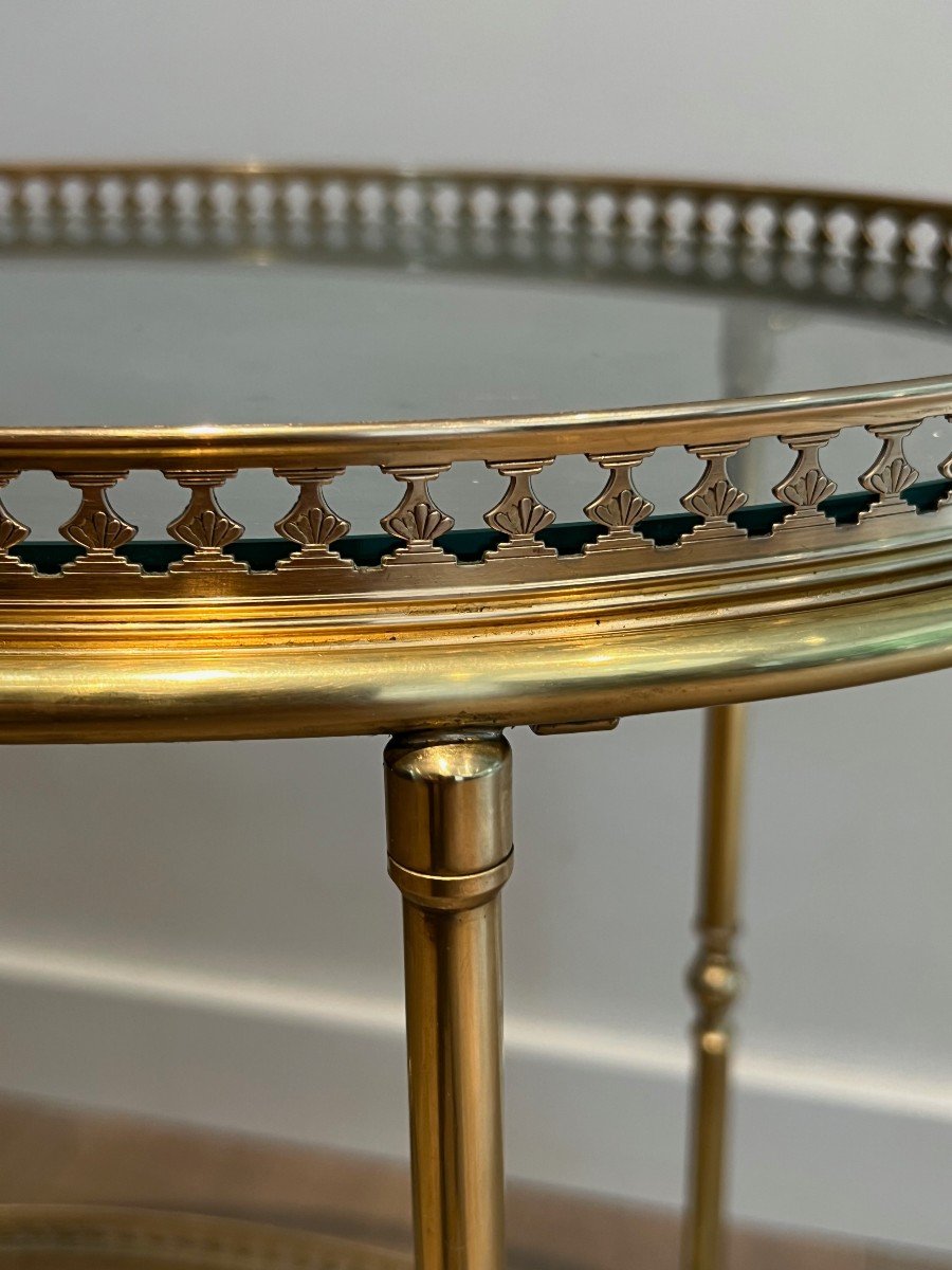 Oval Neoclassical Style Brass Drinks Trolley. French Work Attributed To Maison Jansen. -photo-3