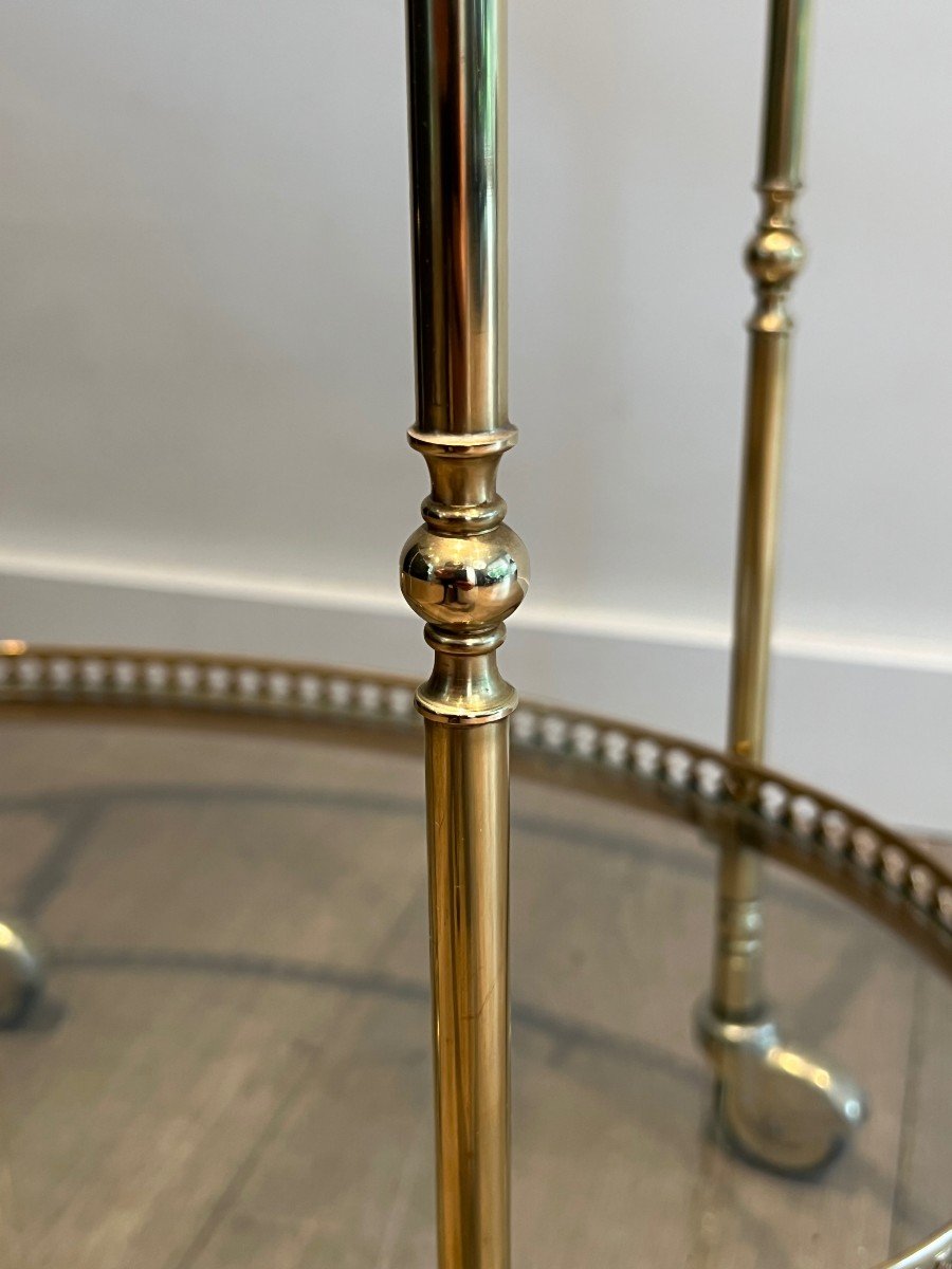 Oval Neoclassical Style Brass Drinks Trolley. French Work Attributed To Maison Jansen. -photo-4