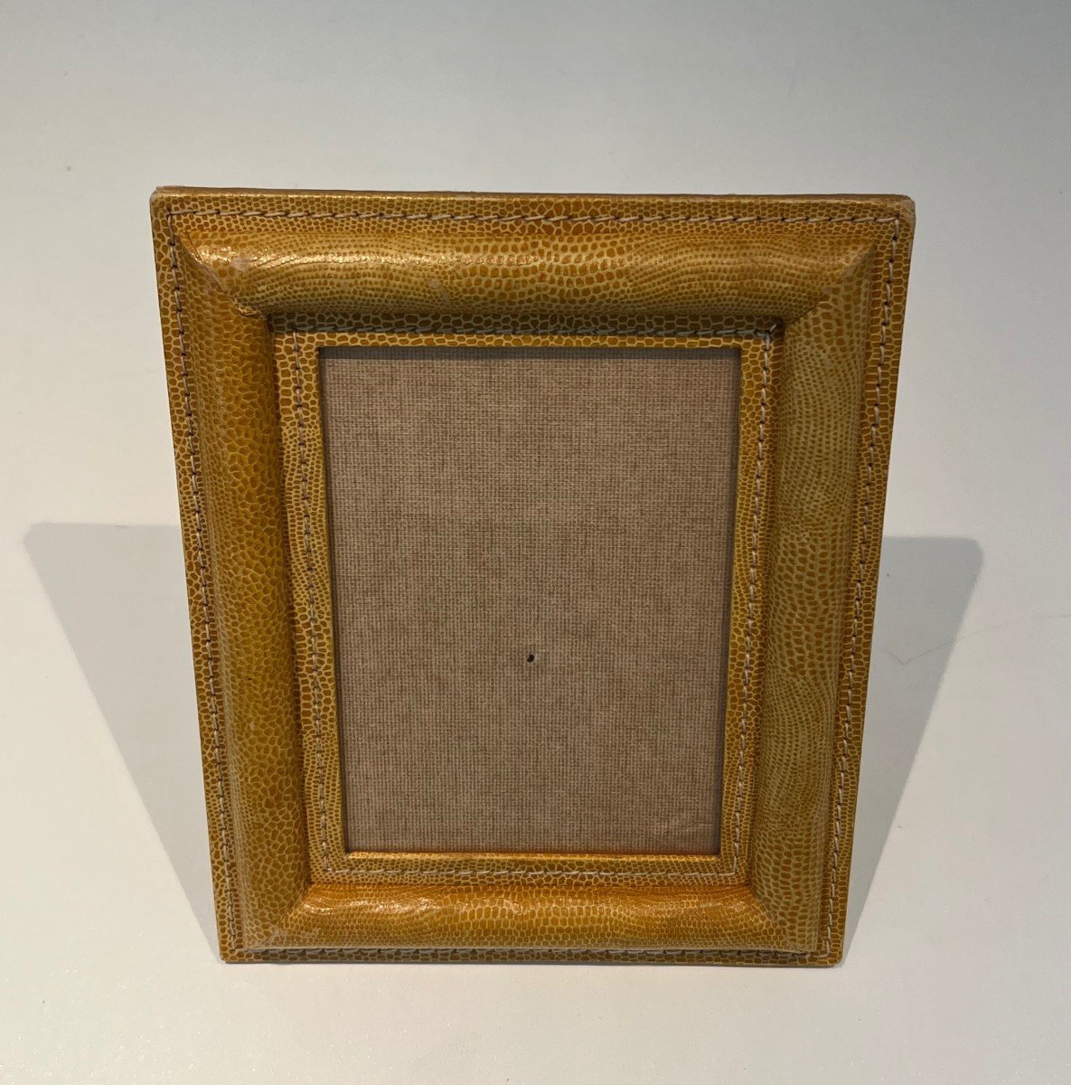 Cellar Stitched Leather Frame. French Work. Around 1970-photo-3