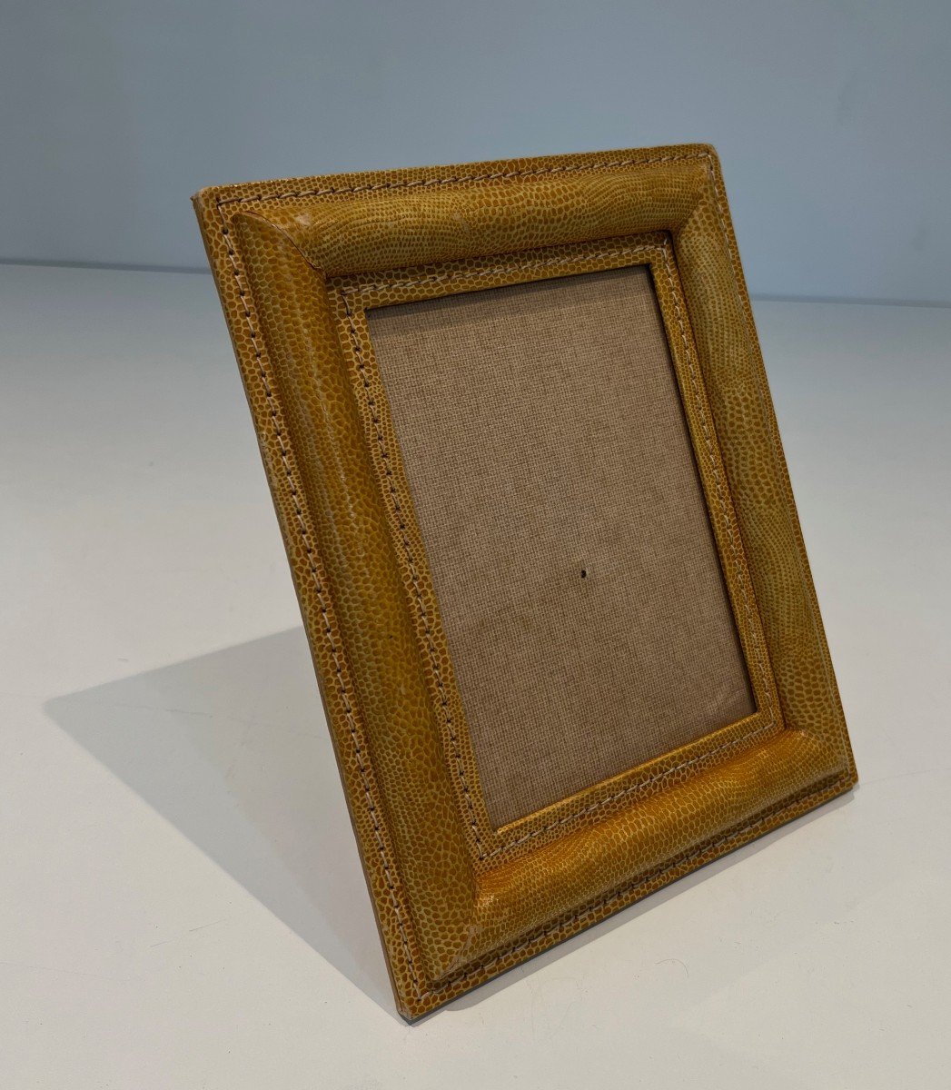 Cellar Stitched Leather Frame. French Work. Around 1970-photo-1