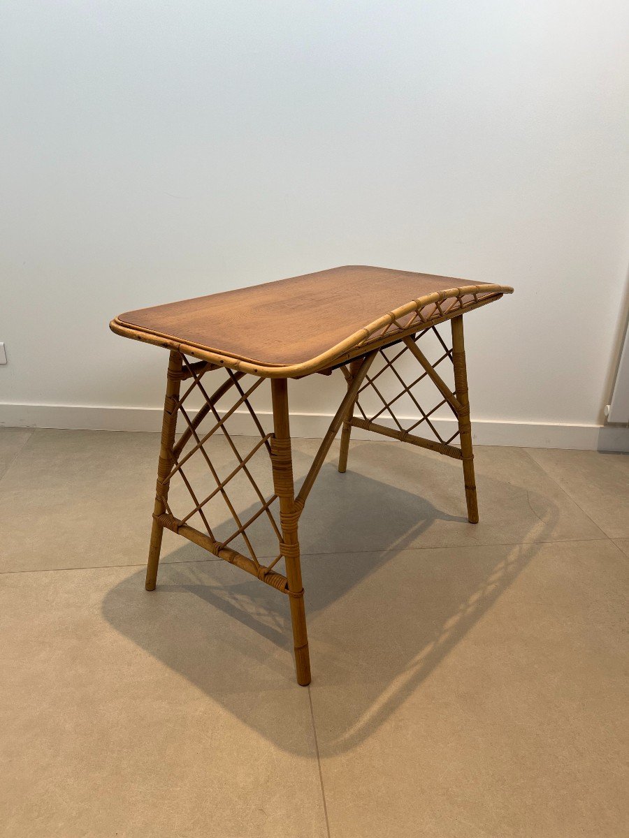 Bureau Design En Rotin. Travail Français De Louis Sognot. Vers 1950-photo-7