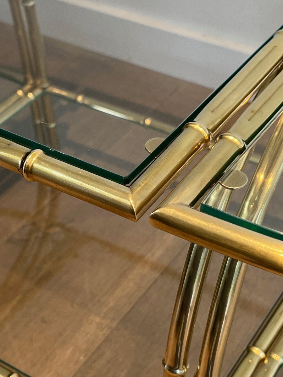 Faux-bamboo-style Brass Tripartite Coffee Table In The Style Of Maison Baguès. Circa 1940-photo-5