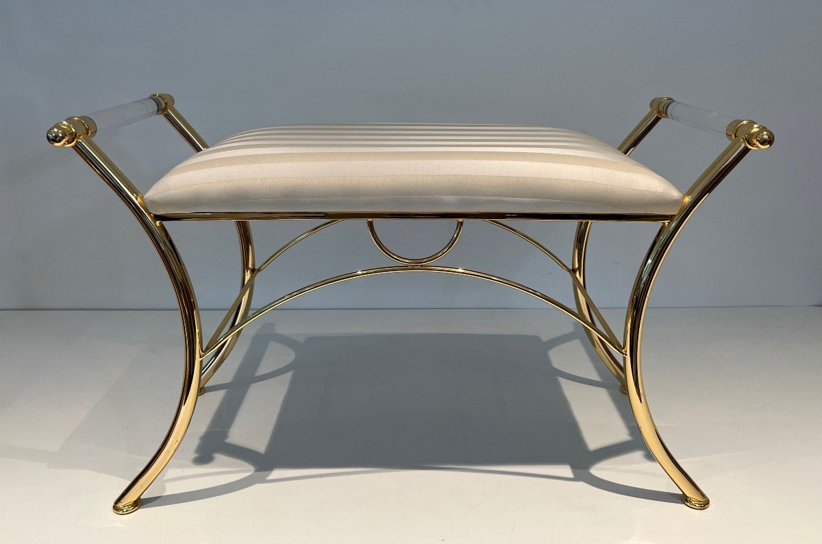 Lucite And Gilt Metal Stool. French Work. Circa 1970-photo-8