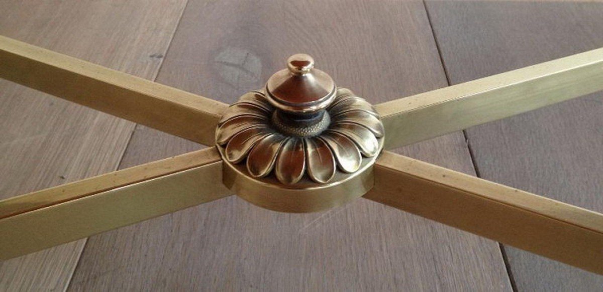 Rectangular Brass Coffee Table With Black Lacquered Glass Top. French Work By Maison Jansen.-photo-4