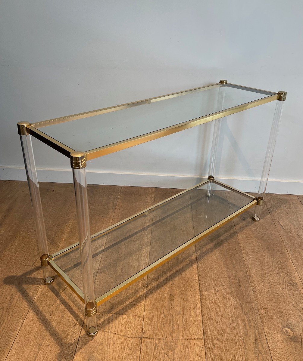 Lucite And Gilt Metal Console. French Work Circa 1970-photo-2