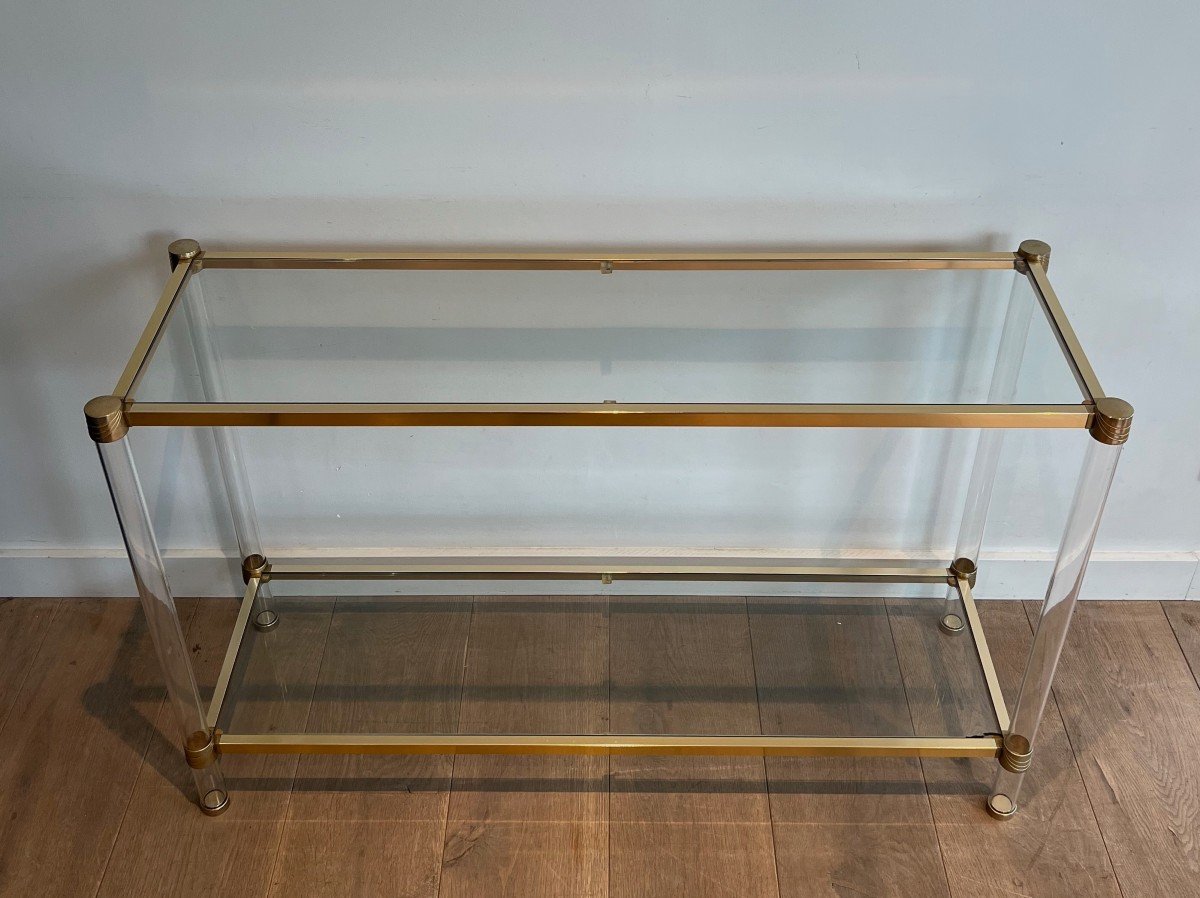 Lucite And Gilt Metal Console. French Work Circa 1970-photo-4