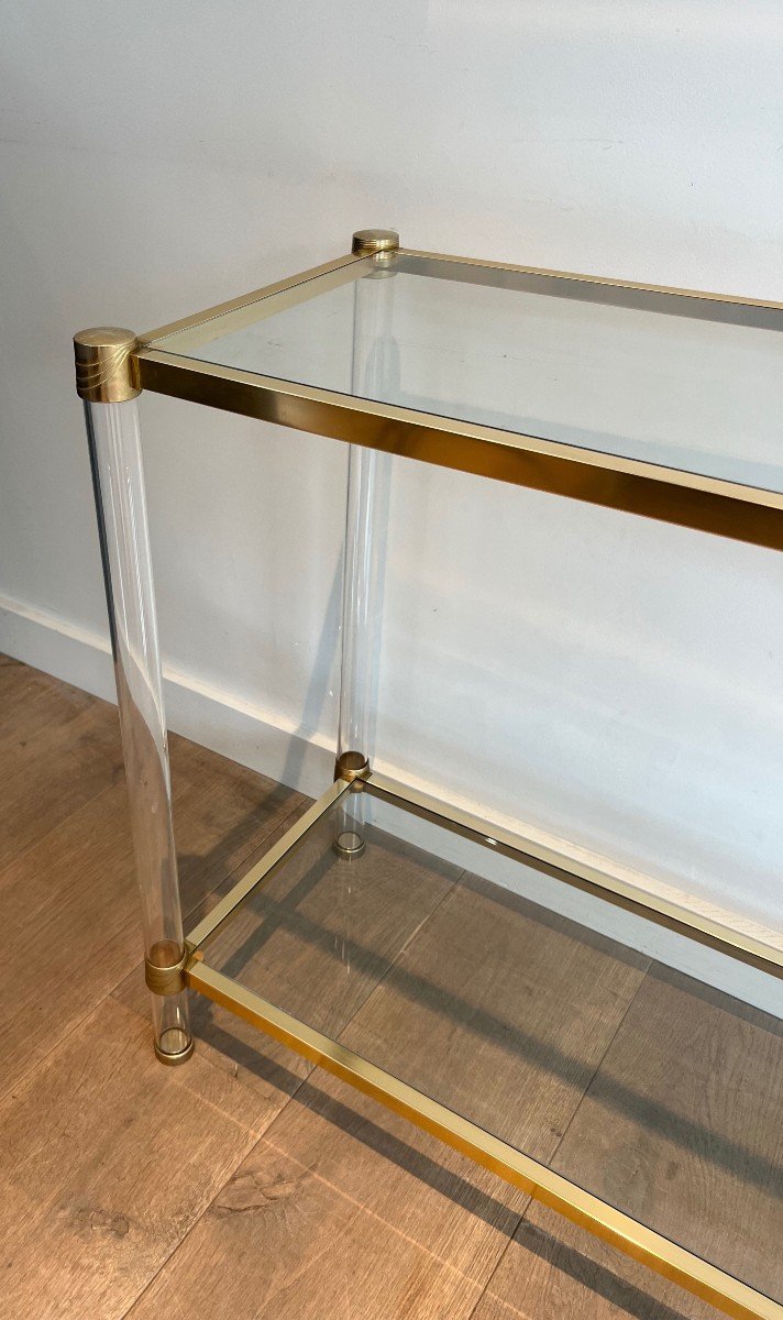 Lucite And Gilt Metal Console. French Work Circa 1970-photo-1