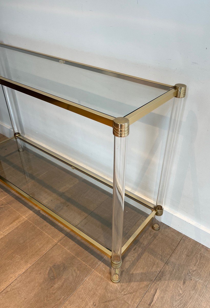 Lucite And Gilt Metal Console. French Work Circa 1970-photo-3