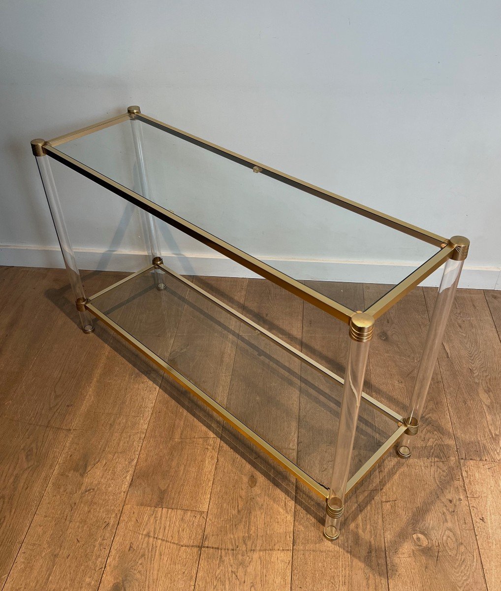 Lucite And Gilt Metal Console. French Work Circa 1970-photo-7