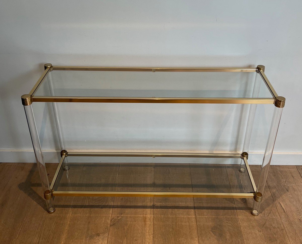 Lucite And Gilt Metal Console. French Work Circa 1970