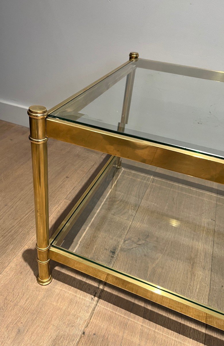 Two Tiers Brass Coffee Table. French Work By Roche Bobois. Circa 1970-photo-3