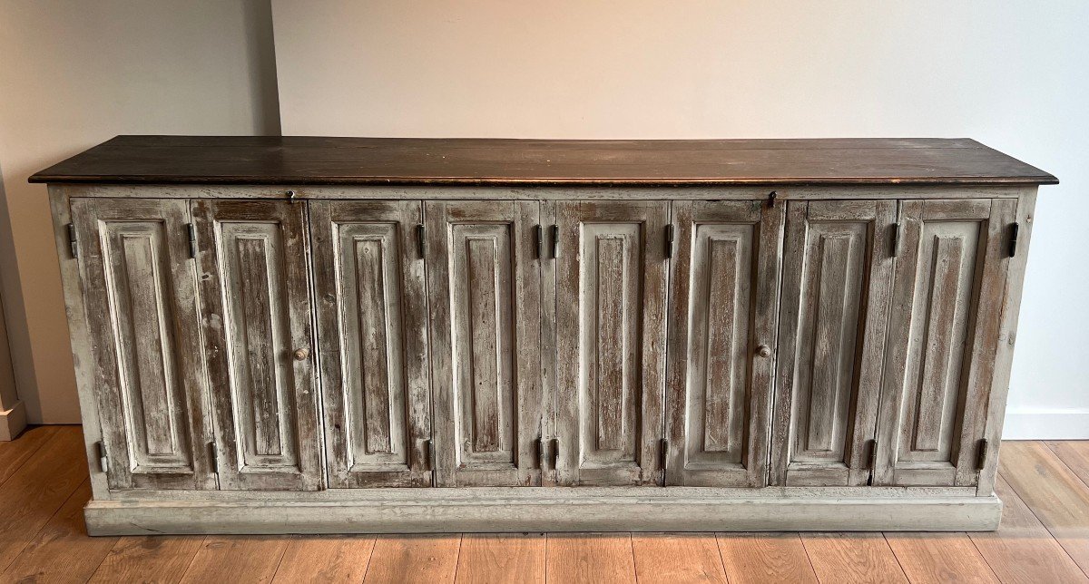 Large 6 Doors Patinated Cupboard. French Work-photo-8