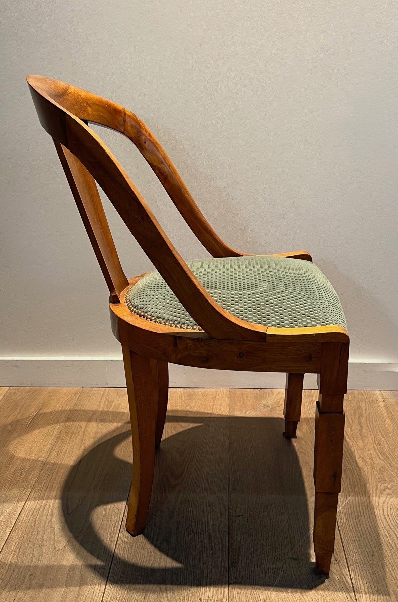 Set Of Six Walnut Gondola Chairs. French Work. Art Deco Period. Around 1930-photo-3