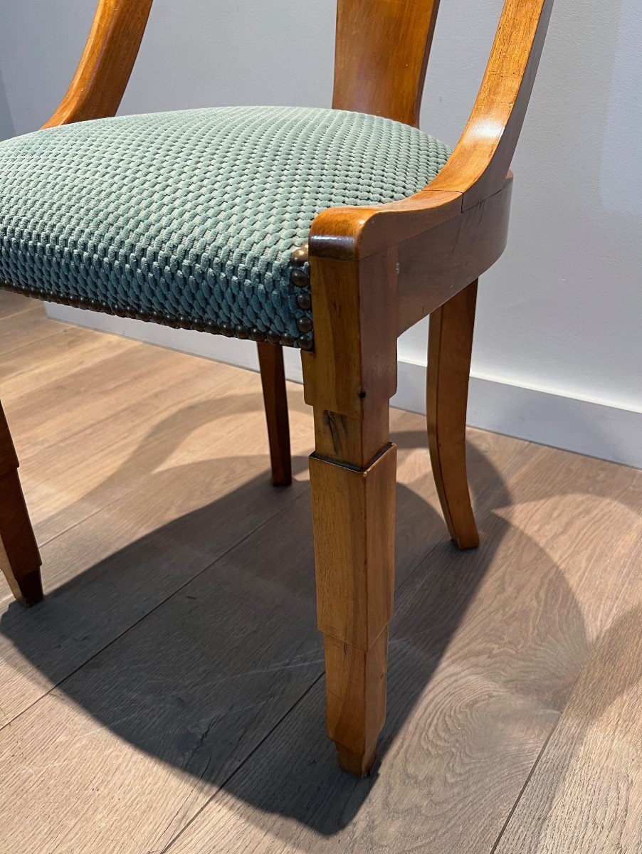 Set Of Six Walnut Gondola Chairs. French Work. Art Deco Period. Around 1930-photo-6