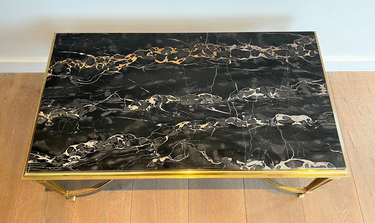 Bronze Coffee Table With Black Portor Marble Top In The Style Of Maison Jansen-photo-1