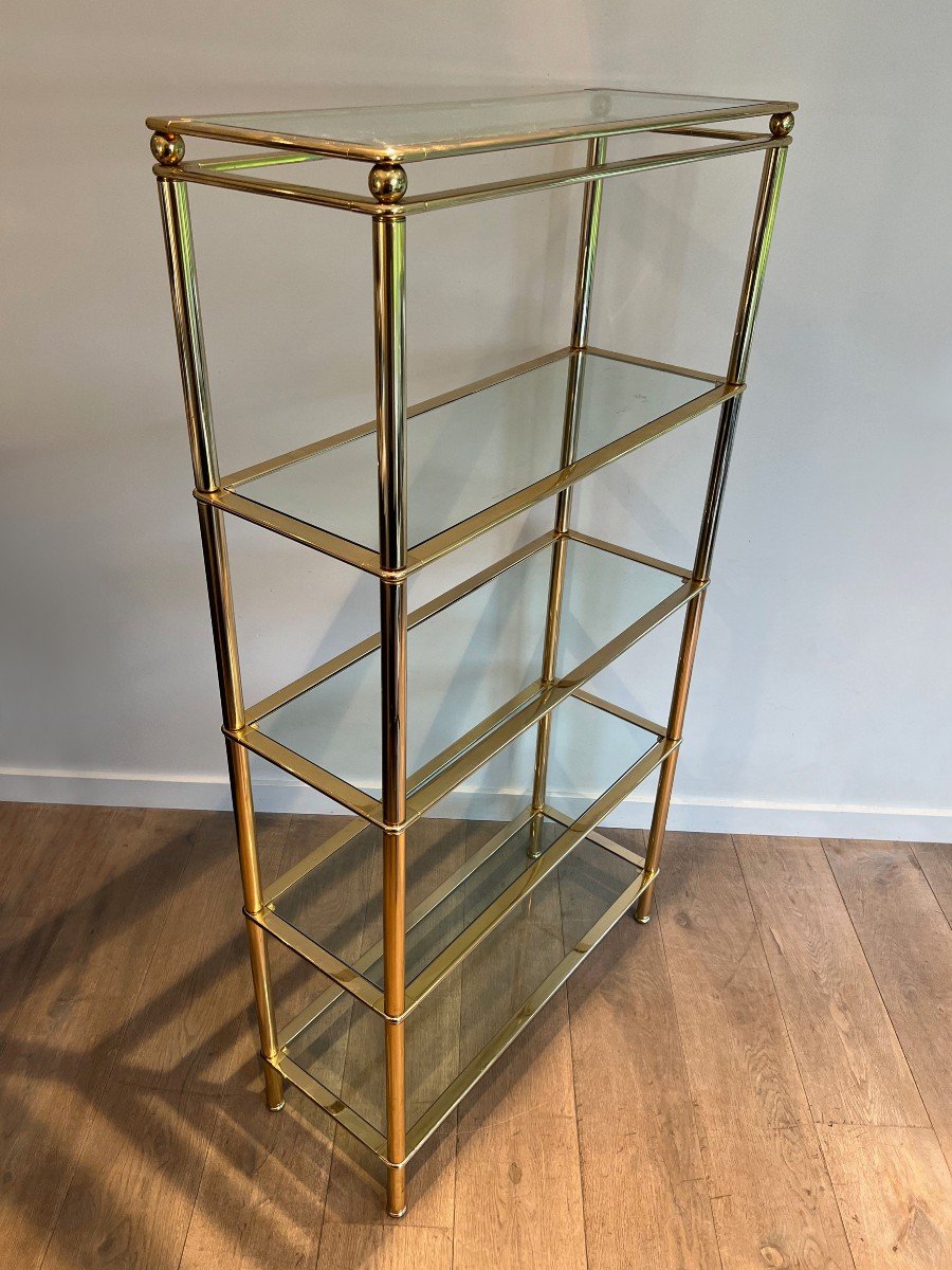 5 Tiers Shelves Unit With Clear Glass Trays. French Work. Circa 1970-photo-2