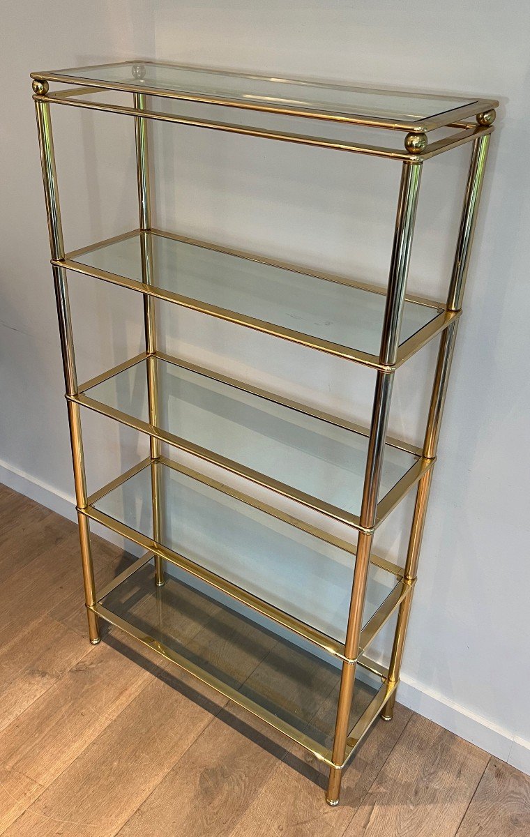 5 Tiers Shelves Unit With Clear Glass Trays. French Work. Circa 1970-photo-4