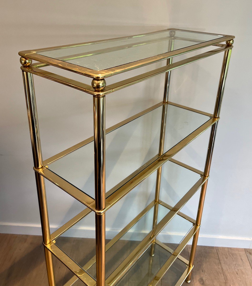 5 Tiers Shelves Unit With Clear Glass Trays. French Work. Circa 1970-photo-1