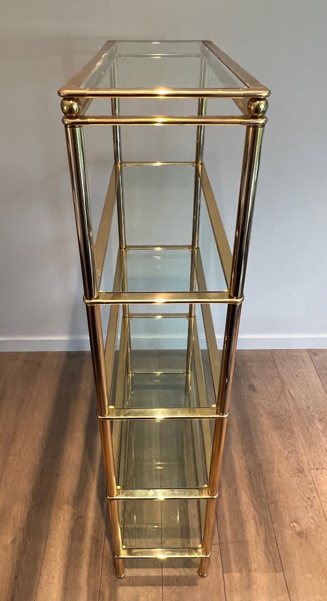 5 Tiers Shelves Unit With Clear Glass Trays. French Work. Circa 1970-photo-2