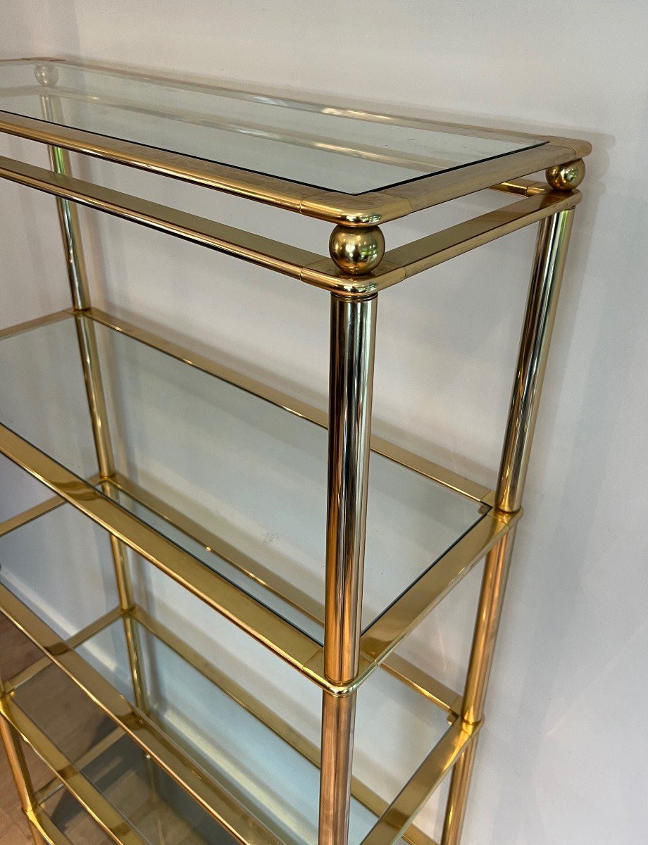 5 Tiers Shelves Unit With Clear Glass Trays. French Work. Circa 1970-photo-5