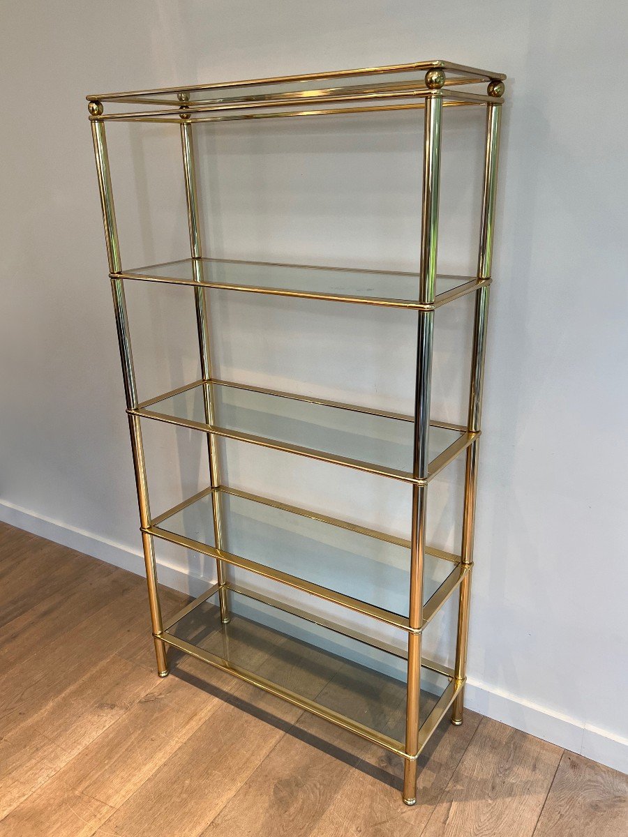 5 Tiers Shelves Unit With Clear Glass Trays. French Work. Circa 1970-photo-7