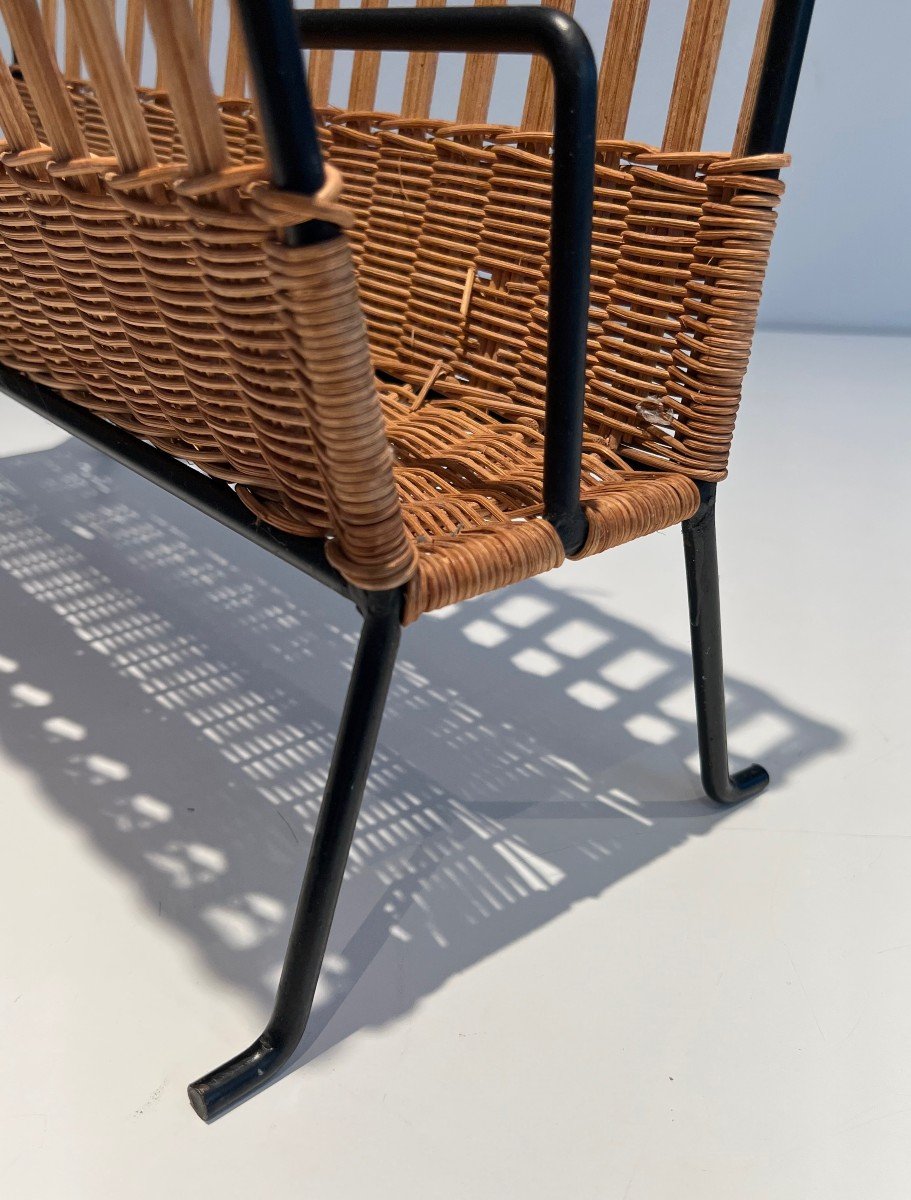 Pair Of Rattan And Black Lacquered Magazine Rack. French Work. Circa 1950-photo-7