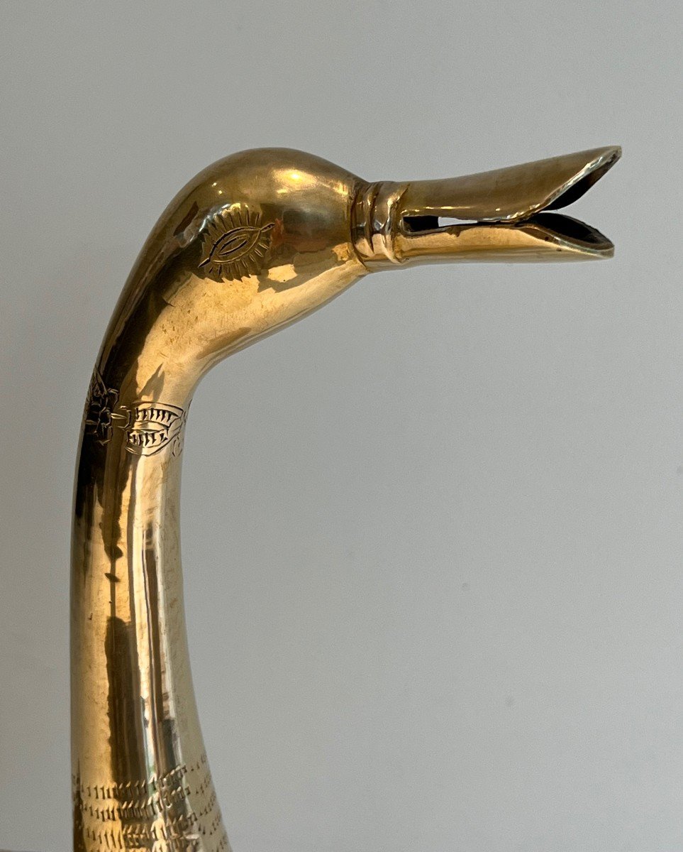 Decorative Brass Sculpture Representing A Duck. French Work. Circa 1970-photo-1