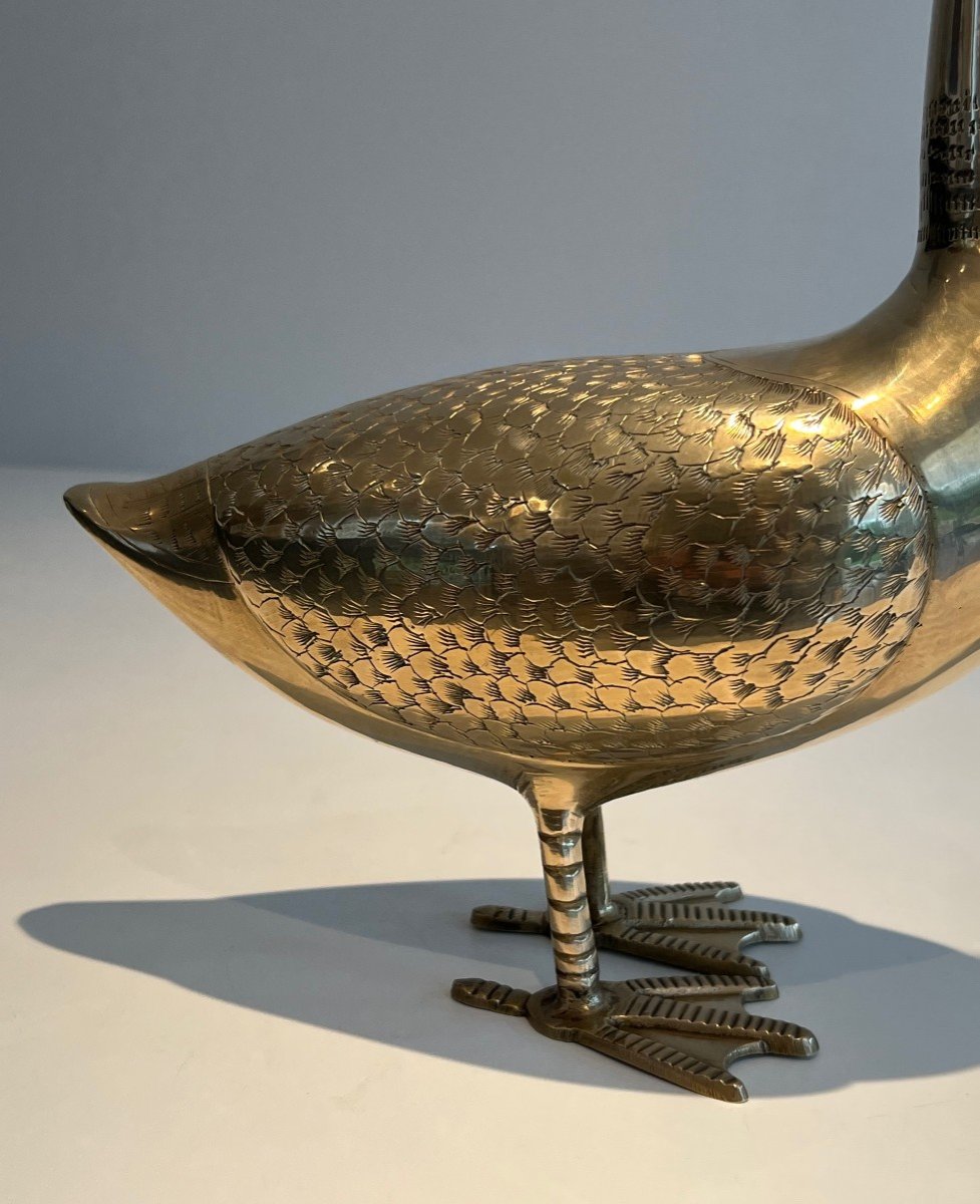 Decorative Brass Sculpture Representing A Duck. French Work. Circa 1970-photo-2